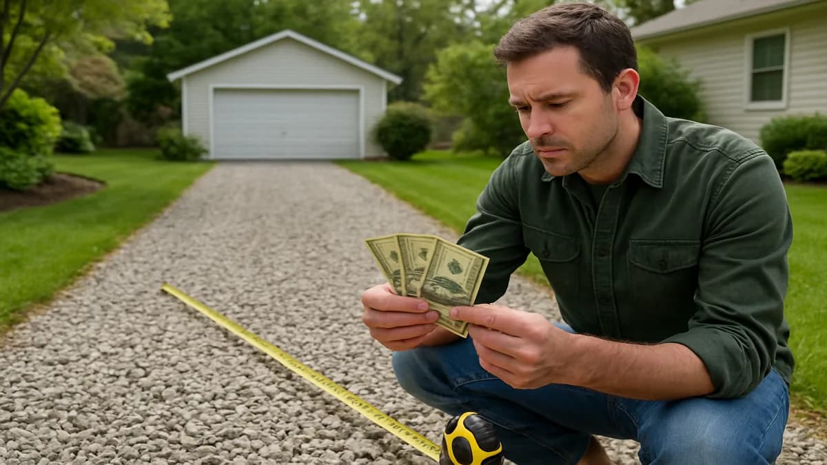 How Much Does a Gravel Driveway Cost? in a US home lawn or yard, photographed for a how-to guide.