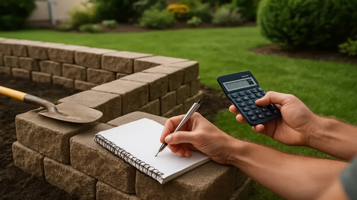 How Much Does a Retaining Wall Cost? in a US home lawn or yard, photographed for a how-to guide.